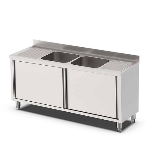 HCB Spoeltafel - dubbele spoelbakken midden - schuifdeuren -, Zakelijke goederen, Horeca | Keukenapparatuur, Nieuw in verpakking