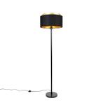 Moderne vloerlamp zwart met kap zwart met goud - Simplo, Nieuw, Overige materialen, Modern, 150 tot 200 cm