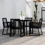 vidaXL 5-delige Tuinset zwart, Tuin en Terras, 4 zitplaatsen, Verzenden, Nieuw, Rvs