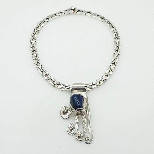 Zonder Minimumprijs - Ketting met hanger Zilver - Lapis, Sieraden, Tassen en Uiterlijk, Antieke sieraden