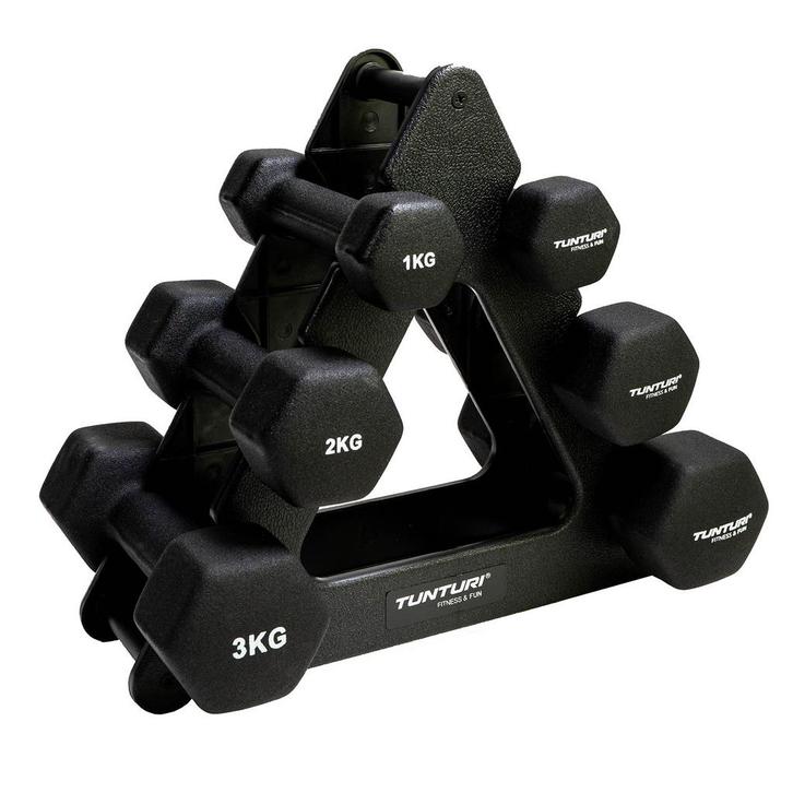 Tunturi Neoprene Dumbellset 3Prs+Stand, Sport en Fitness, Fitnessmaterialen, Dumbbell, Nieuw, Verzenden