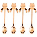 Fako Bijoux® - Theelepel / Koffielepel Hangende Kat - Rosé, Verzenden, Nieuw