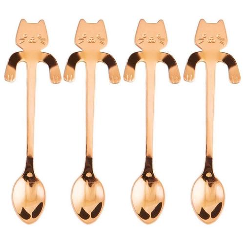 Fako Bijoux® - Theelepel / Koffielepel Hangende Kat - Rosé, Huis en Inrichting, Keuken | Bestek, Verzenden