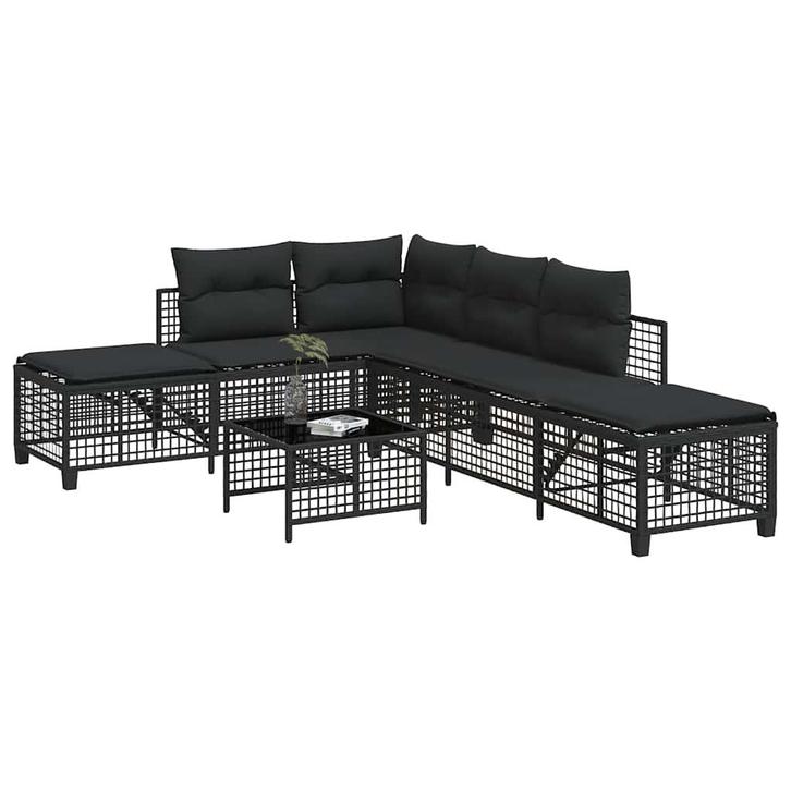 vidaXL 3-delige Loungeset met kussens poly rattan zwart, Tuin en Terras, Tuinsets en Loungesets, Loungeset, Nieuw, Rotan, Verzenden