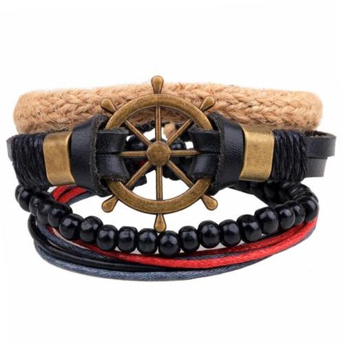 Fako Bijoux® - Armband - Leder - Set Vintage - Stuurwiel, Sieraden, Tassen en Uiterlijk, Armbanden, Verzenden