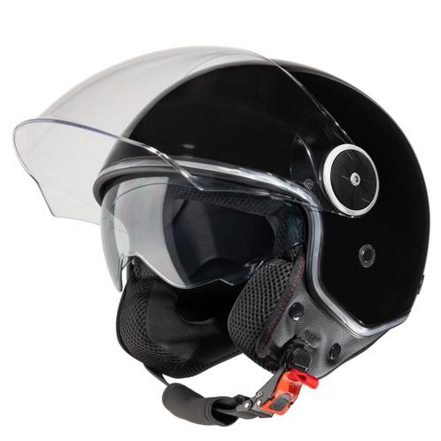 VINZ Tobia - Zwart, Motoren, Kleding | Motorhelmen, M, Jethelm, Verzenden