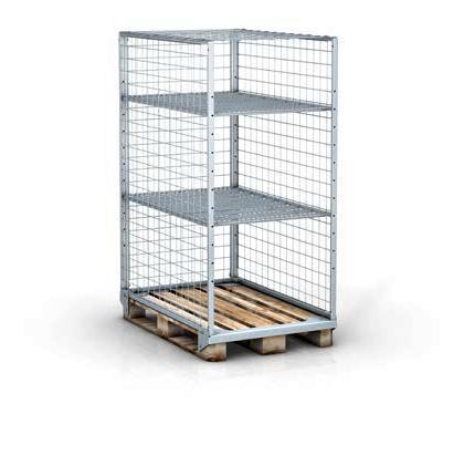 Pallet box 1200x800xH1700 met 2 legborden (3 niveaus), als, Zakelijke goederen, Kantoor en Winkelinrichting | Magazijn, Stelling en Opslag