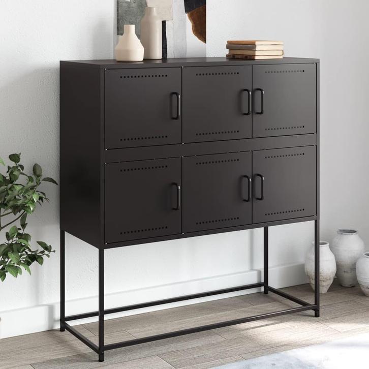 vidaXL Dressoir 100,5x39x107 cm staal zwart, Huis en Inrichting, Kasten | Dressoirs, 25 tot 50 cm, Nieuw, 100 tot 150 cm, Metaal