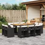 vidaXL 11-delige Tuinset met kussens poly rattan zwart, Tuin en Terras, Meer dan 8 zitplaatsen, Nieuw, Tuinset, Verzenden