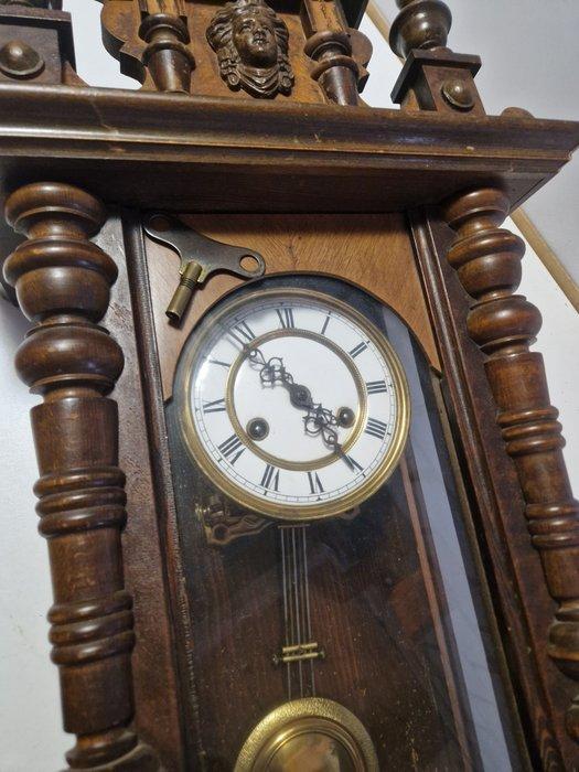 Wandklok - Antiek Brons, Hout, Messing - 1920-1930 -, Antiek en Kunst, Antiek | Klokken