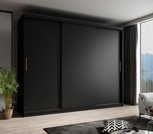 Meubella | Kledingkast mat zwart 250x62x200 schuifdeur, Huis en Inrichting, Kasten | Vitrinekasten, 50 tot 75 cm, Nieuw, 200 cm of meer