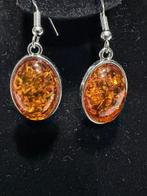 Amber teardrop hanger oorbellen - Barnsteen (Zonder