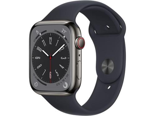Apple Watch Series 8, 45mm, GPS + Cellular, RVS,, Sieraden, Tassen en Uiterlijk, Smartwatches, Zo goed als nieuw, Verzenden
