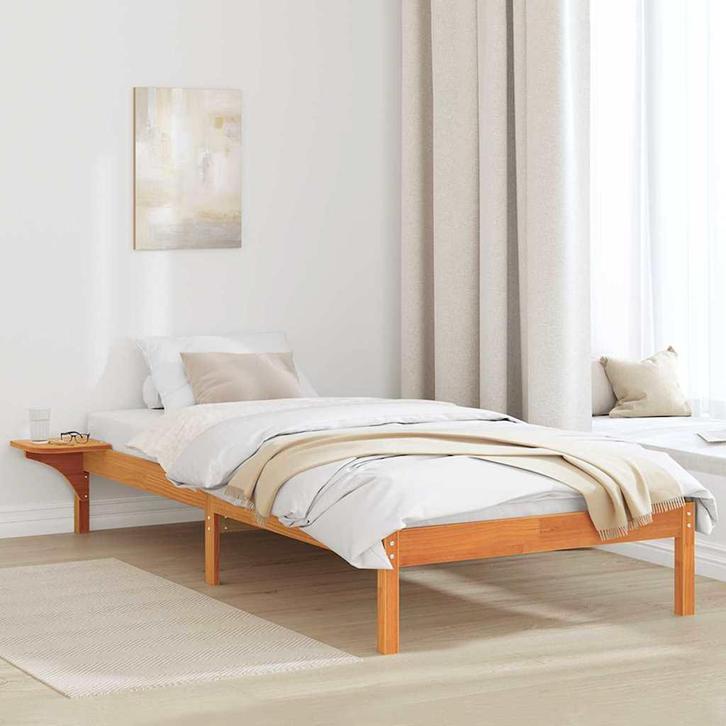 vidaXL Bedframe met nachttafels Bruin 80 x 200 cm Wasbruin, Huis en Inrichting, Slaapkamer | Bedden, Bruin, Nieuw, Hout, Verzenden