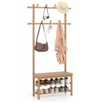 LIVSK Kapstokbank van Bamboe en PE-Rotan - Alles-in-één met, Huis en Inrichting, Verzenden, Nieuw