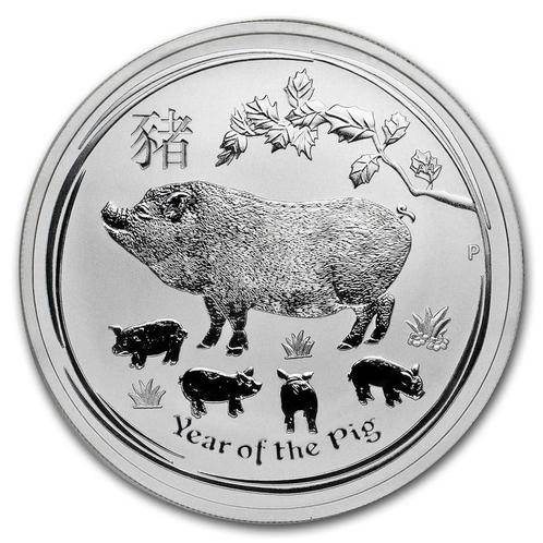 Lunar II - Year of the Pig - 1 oz 2019 (300.000 oplage), Postzegels en Munten, Munten | Oceanië, Losse munt, Zilver, Verzenden