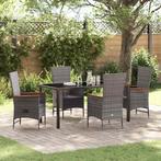 vidaXL Tuinstoelen 5 pcs Grijs Donkergrijs 160 x 80 x 73 cm, Verzenden, Nieuw, Rotan, Tuinset