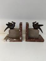 Boekensteunen (2) - Marmer, Zinklegering - Art-deco