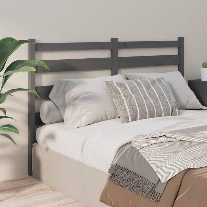 vidaXL Hoofdbord 206x4x100 cm massief grenenhout grijs, Huis en Inrichting, Slaapkamer | Bedden, Grijs, Nieuw, Hout, Verzenden