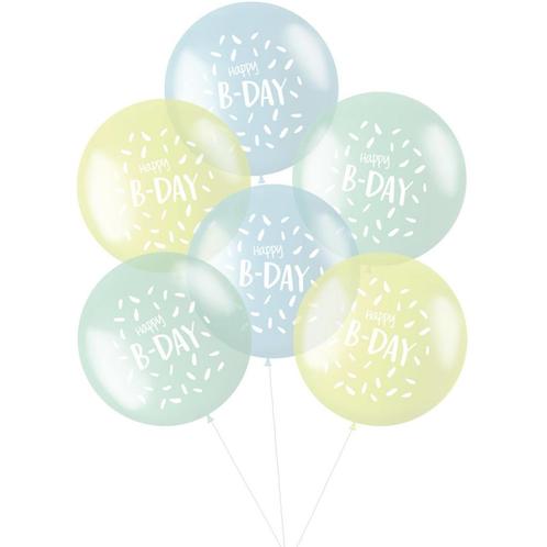 Ballonnen Happy B-Day 48cm 6st, Hobby en Vrije tijd, Feestartikelen, Nieuw, Verzenden