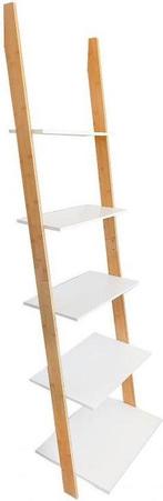 Ladder kast - 5 schappen - wit & bamboe, Huis en Inrichting, Kasten | Boekenkasten, Ophalen of Verzenden, Nieuw