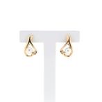 Gouden oorstekers met parel en diamant | 0,02 ct., Sieraden, Tassen en Uiterlijk, Oorbellen, Gebruikt, Overige kleuren, Ophalen of Verzenden