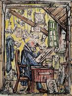 Fred Bervoets (1942) - Zelfportret in het atelier, Antiek en Kunst