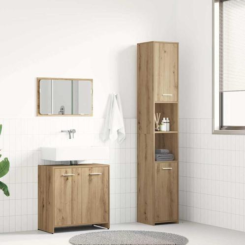 vidaXL 3-delige Badkamermeubelset bewerkt hout artisanaal, Huis en Inrichting, Badkamer | Badkamermeubels, Nieuw, Verzenden