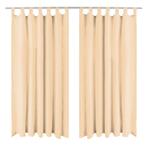 vidaXL Micro-satijnen gordijnen met lussen 140x175 cm beige, Verzenden, Nieuw, Beige