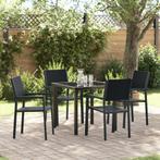 vidaXL 5-delige tuin eetset zwart poly riet, Tuin en Terras, Verzenden, Nieuw, Rotan
