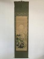 Full moon and flowers / Japanese Vintage Hanging Scroll, Antiek en Kunst