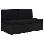 vidaXL Tweezitsbank sectioneel poly rattan zwart, Verzenden, Nieuw, Rotan