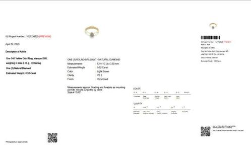 Zonder Minimumprijs - Ring - 14 karaat Geel goud - 0.52ct., Sieraden, Tassen en Uiterlijk, Ringen