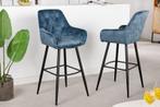 Design barkruk MILANO petrol fluwelen barstoel met, Huis en Inrichting, Barkrukken, Ophalen of Verzenden, Nieuw