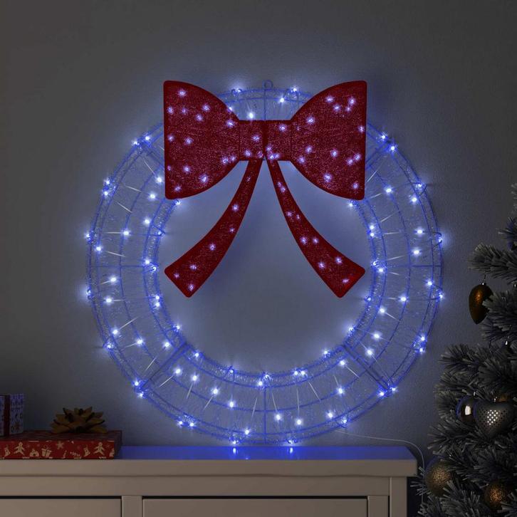 vidaXL Krans met 60 LED Blauw 76 x 76 x 8,5 cm Acryl, Diversen, Kerst, Nieuw, Verzenden