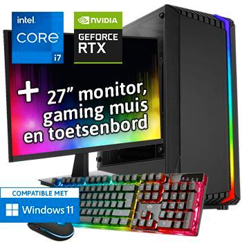 Core i7 + RTX 3050 Game PC Set met Monitor Toetsenbord Muis, Computers en Software, Desktop Pc's