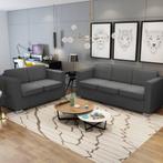 vidaXL 2-delig Bankstel stof donkergrijs, Verzenden, 150 tot 200 cm, Nieuw, Stof