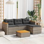 vidaXL 3-delige Loungeset met kussens poly rattan grijs, Tuin en Terras, Tuinsets en Loungesets, Verzenden, Nieuw, Rotan, Loungeset