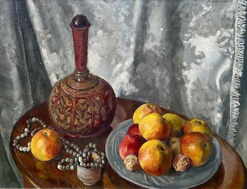 K. Cramer (XX) - Still Life of Apples and Walnuts, Antiek en Kunst, Kunst | Schilderijen | Klassiek