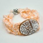Koraal - Zilver - Armband - Echt roze koraal, Antiek en Kunst