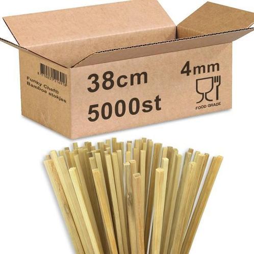 Vierkante bamboe stokjes 38cm 4mm vierkant Foodgrade 5000 st, Zakelijke goederen, Horeca | Food, Overige typen, Ophalen of Verzenden
