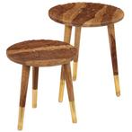 vidaXL Salontafels 2 st massief hout, Huis en Inrichting, Minder dan 50 cm, Verzenden, Nieuw, Minder dan 50 cm