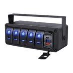Schakelpaneel 6-voudig + USB oplader met voltmeter - 12-24V, Auto-onderdelen, Dashboard en Schakelaars, Verzenden, Nieuw