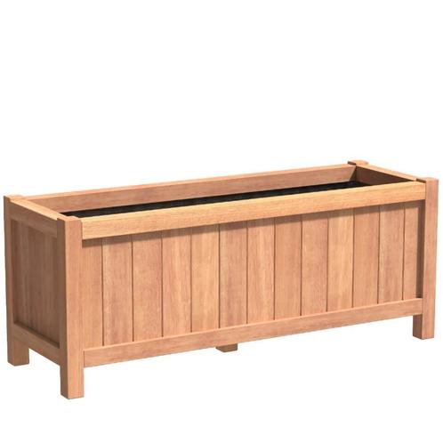 Hardhouten plantenbak Valencia 150x50x60cm - Met bodem, Tuin en Terras, Bloembakken en Plantenbakken, 60 cm of meer, 100 cm of meer