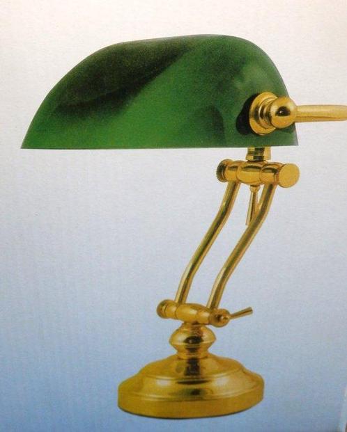 Bureaulamp - Glas, Messing - Mooie notaris of banklamp, Antiek en Kunst, Kunst | Designobjecten