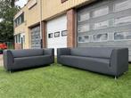 Banken GELDERLAND type 4800 bankstel grijs leer design sofa, Design, Rechte bank, Vierpersoons of meer, Leer