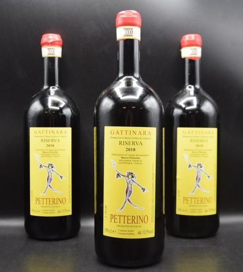 2018 Petterino, Gattinara - Piëmont Riserva - 3 Magnums, Verzamelen, Wijnen