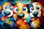 1128 -John Joseb Art, schilderij gekke grappige honden,humor, Huis en Inrichting, Woonaccessoires | Schilderijen, Tekeningen en Foto's