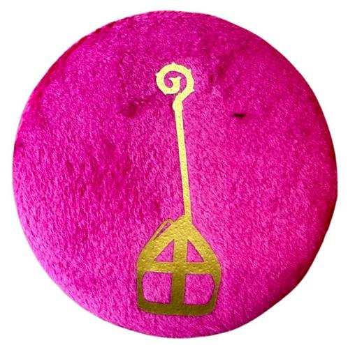 Baretspeld / button met Staf en Mijter roze, Diversen, Sinterklaas, Nieuw, Ophalen of Verzenden