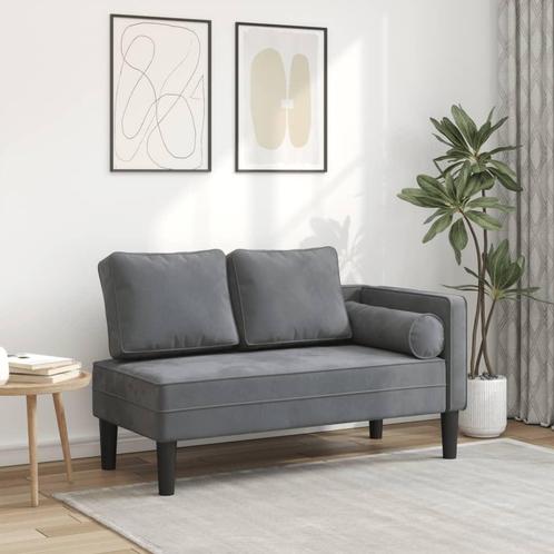 vidaXL Chaise longue met kussens fluweel donkergrijs, Huis en Inrichting, Banken | Sofa's en Chaises Longues, Nieuw, Verzenden